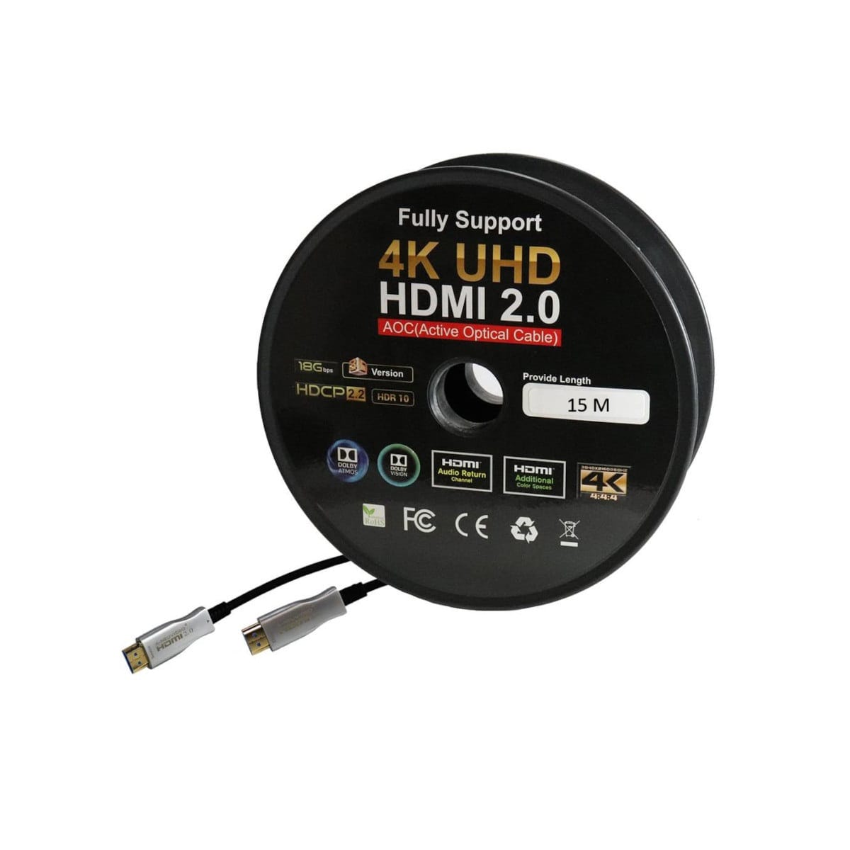 Fiber Optic (Fibre Optic) HDMI Cable - 15 Meter - One Direction / Source → Display - No Guarantee