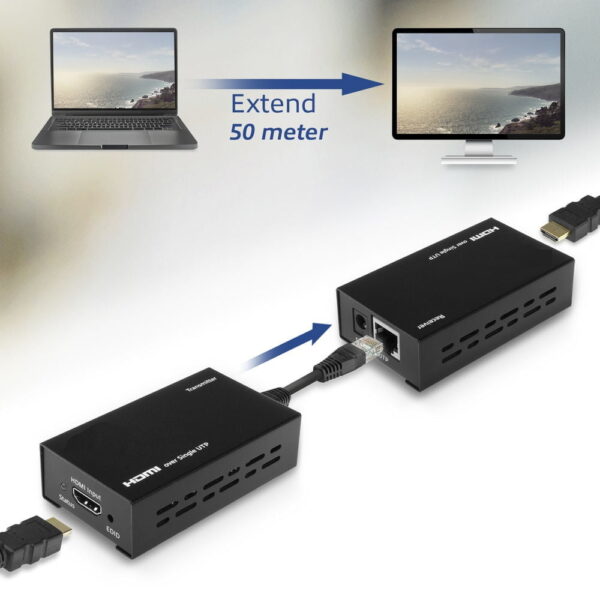 HDMI Extender 50 Meter - Includes 5 Volt Adapters