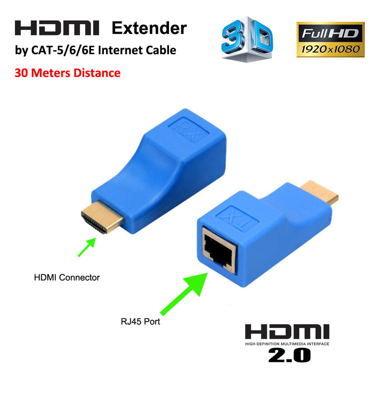 HDMI Extender via / over CAT5-6 30 Meter