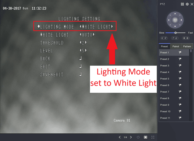 Hikvision - Hybrid Light Colour at Night Setting - 09 - Lighting Mode set to White Light