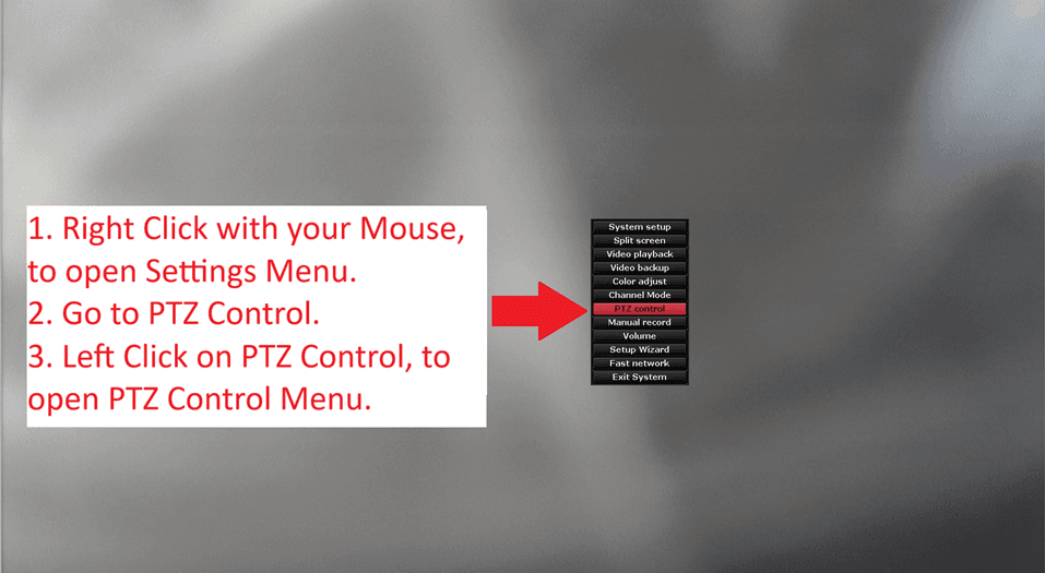 LZ DVR - Hybrid Light Colour at Night Setting - 02 - Full Screen and Menu - Select PTZ Control