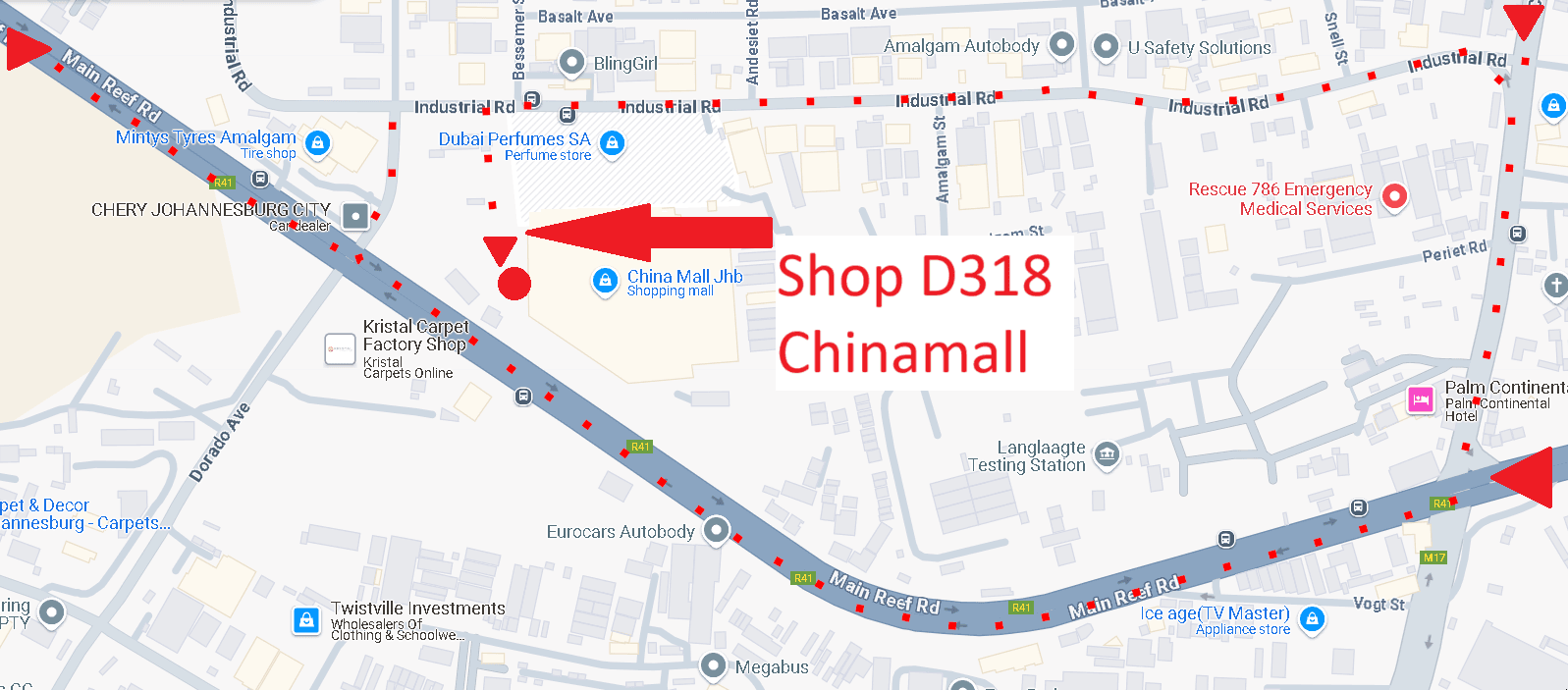 Chinamall LZ - Map - With Red Arrow Indicators