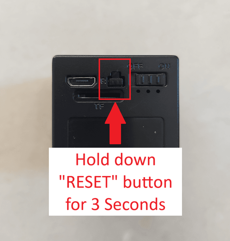 Battery WIFI Camera - Model WP02H - Hold down Reset Button