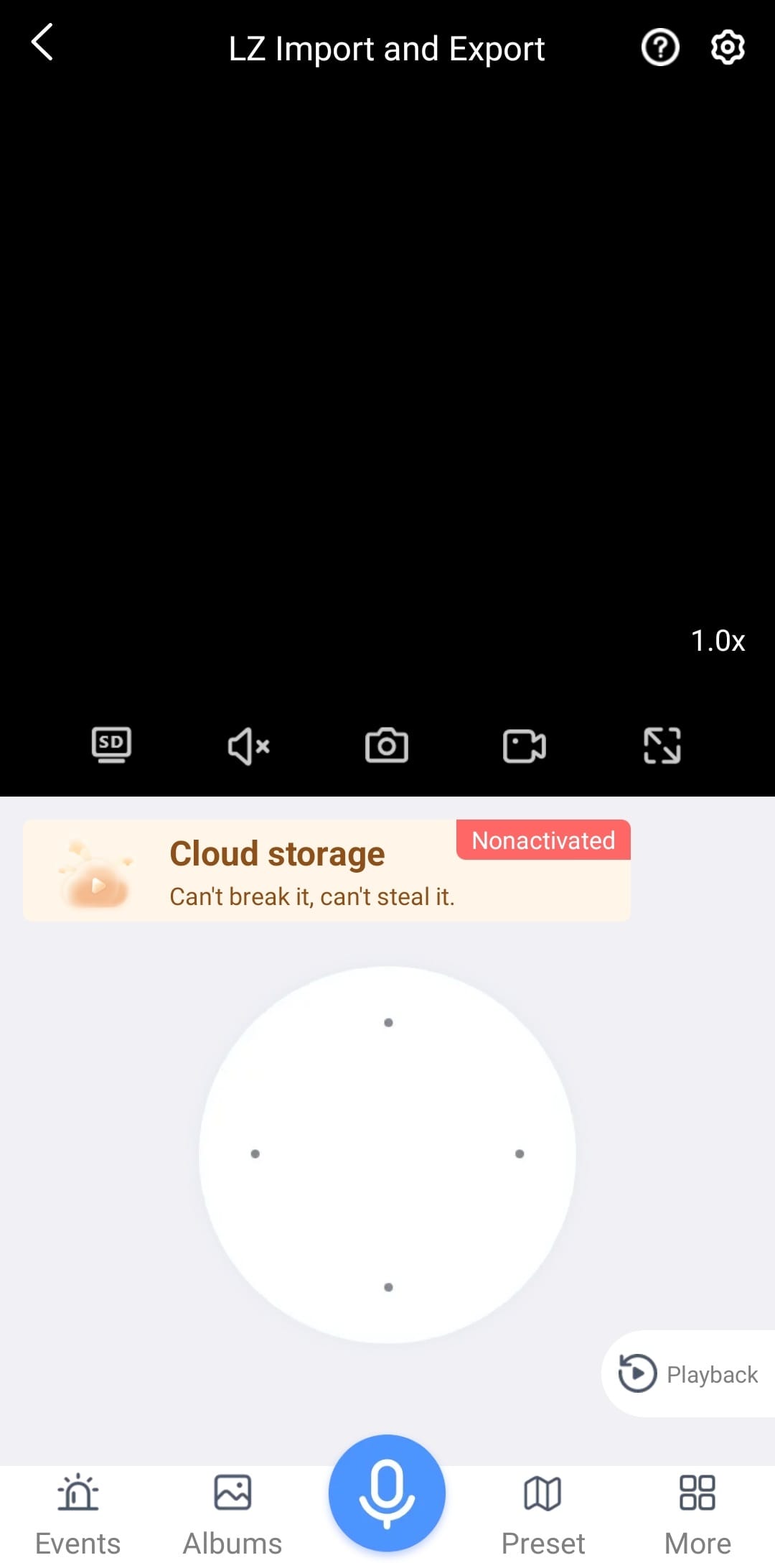 Eseecloud - Preset Cruise Control - Main Screen - Camera