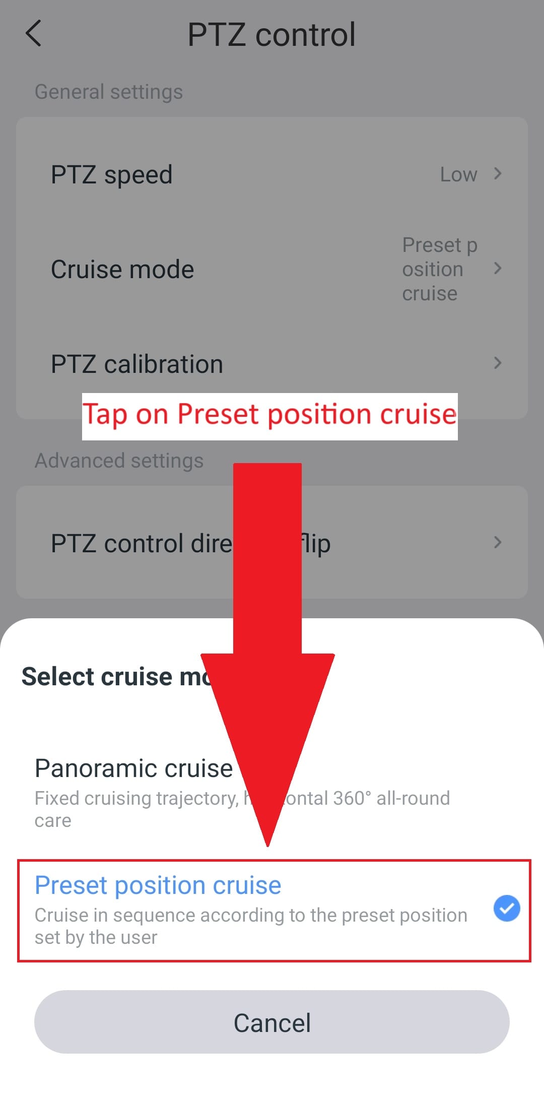 Eseecloud - Preset Cruise Control - Settings - Cruise Control - Cruise Mode - Preset Position Cruise