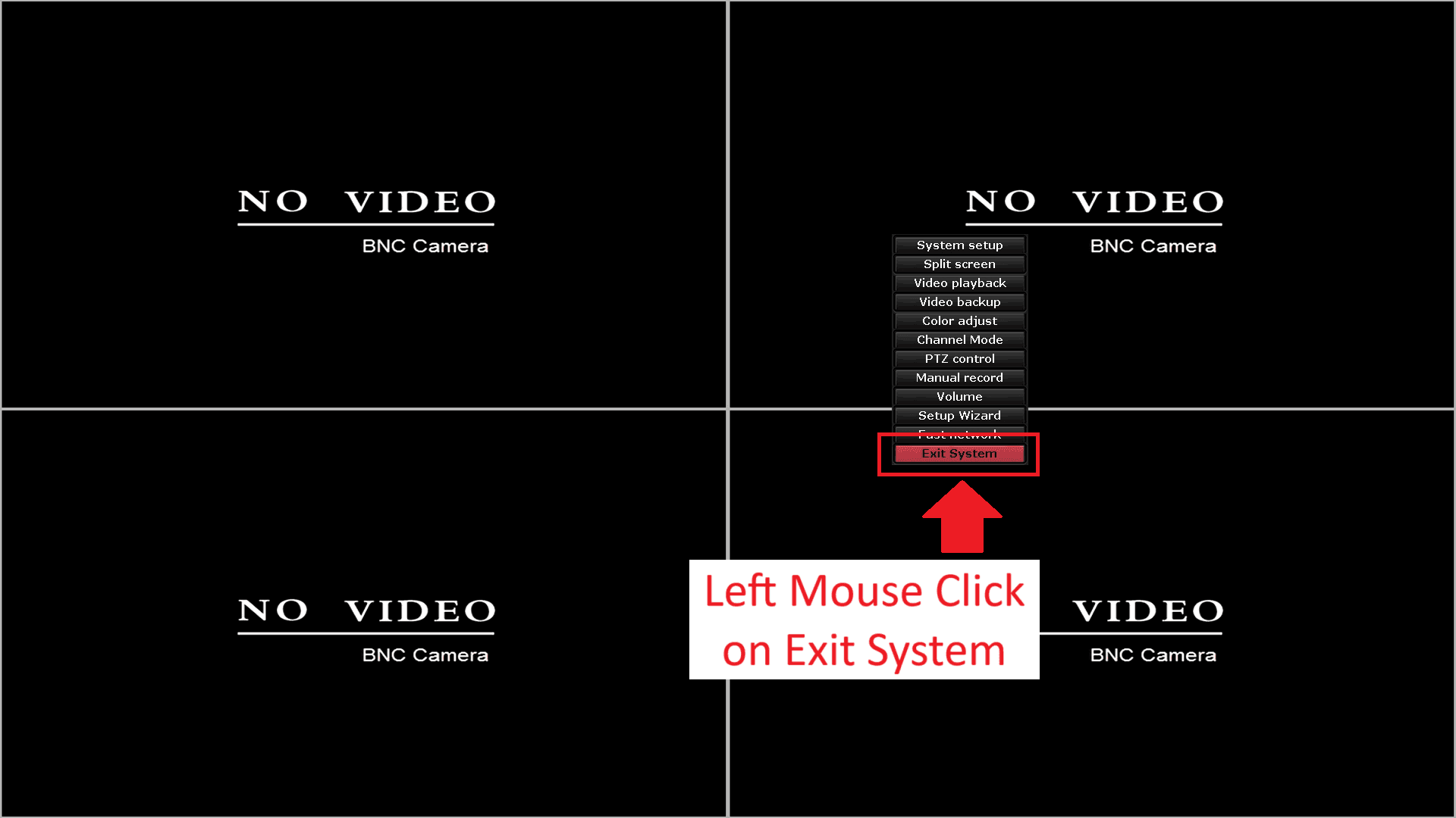 LZ DVR - IP Conflict - Menu - Exit System