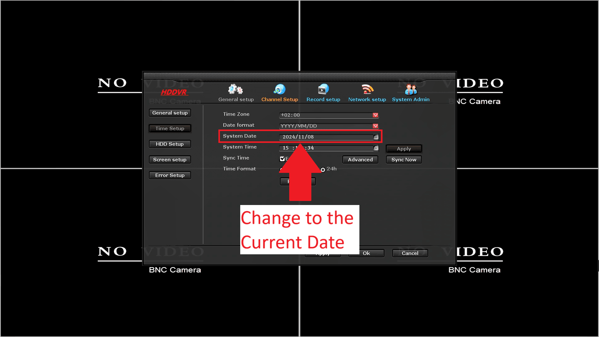 LZ DVR - Setting System Time - Time Menu - Current Date