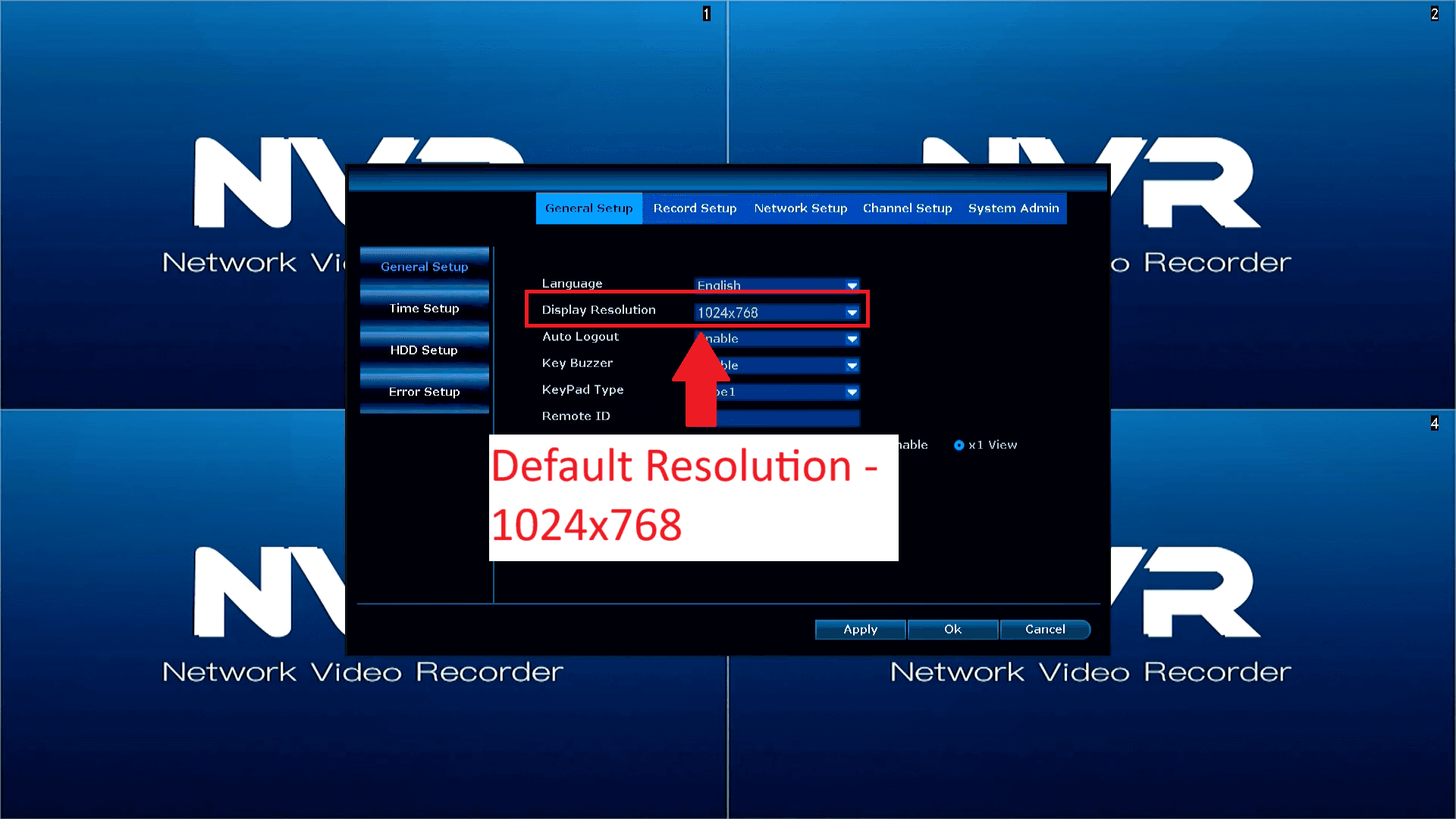LZ NVR - Default Resolution 1024x768