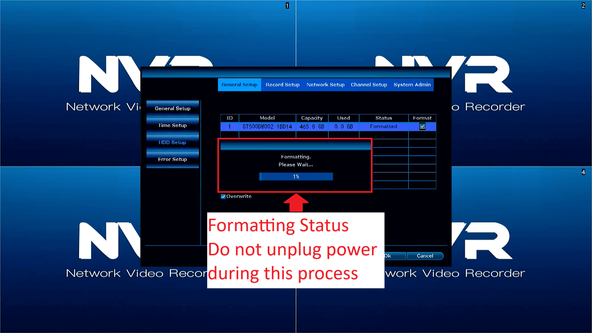 LZ NVR - Hard Drive - Formatting Status