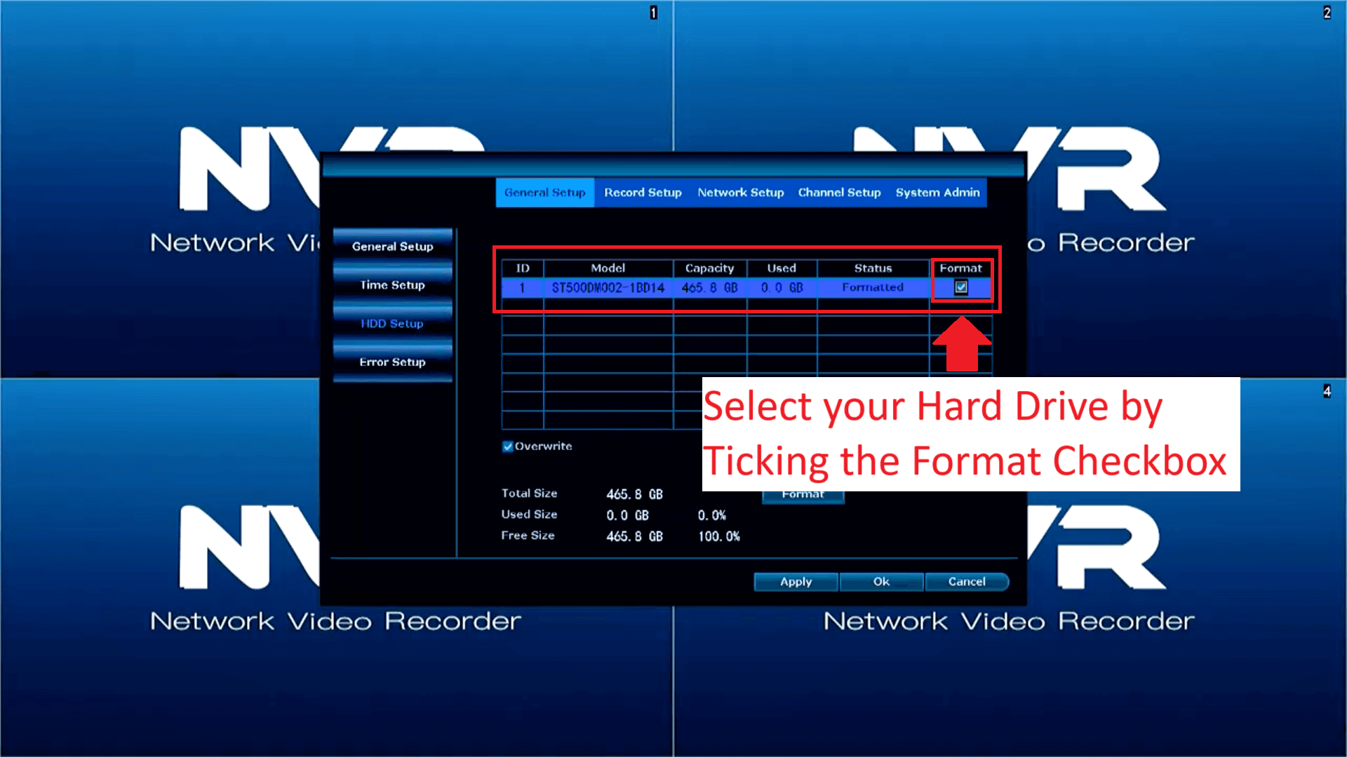 LZ NVR - Hard Drive - Select Format Checkbox