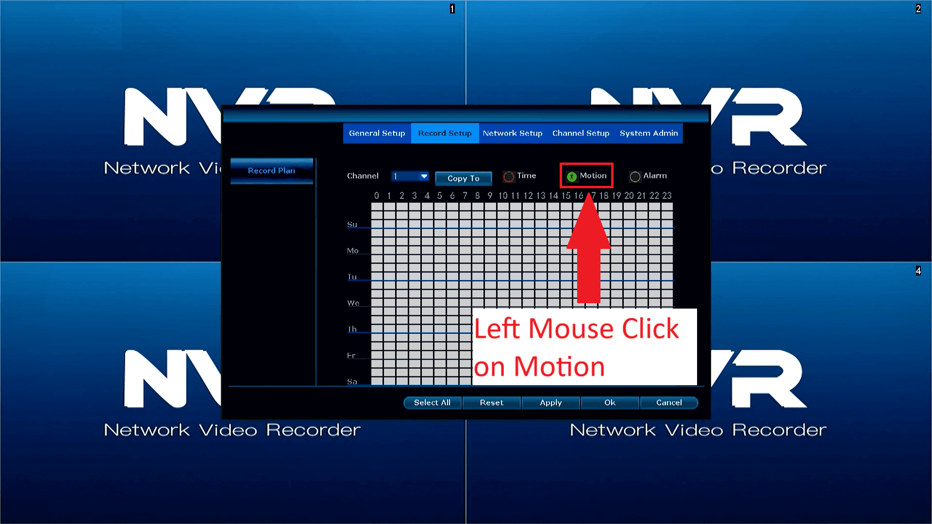 LZ NVR - Motion Detection Recording - Select Motion Mode