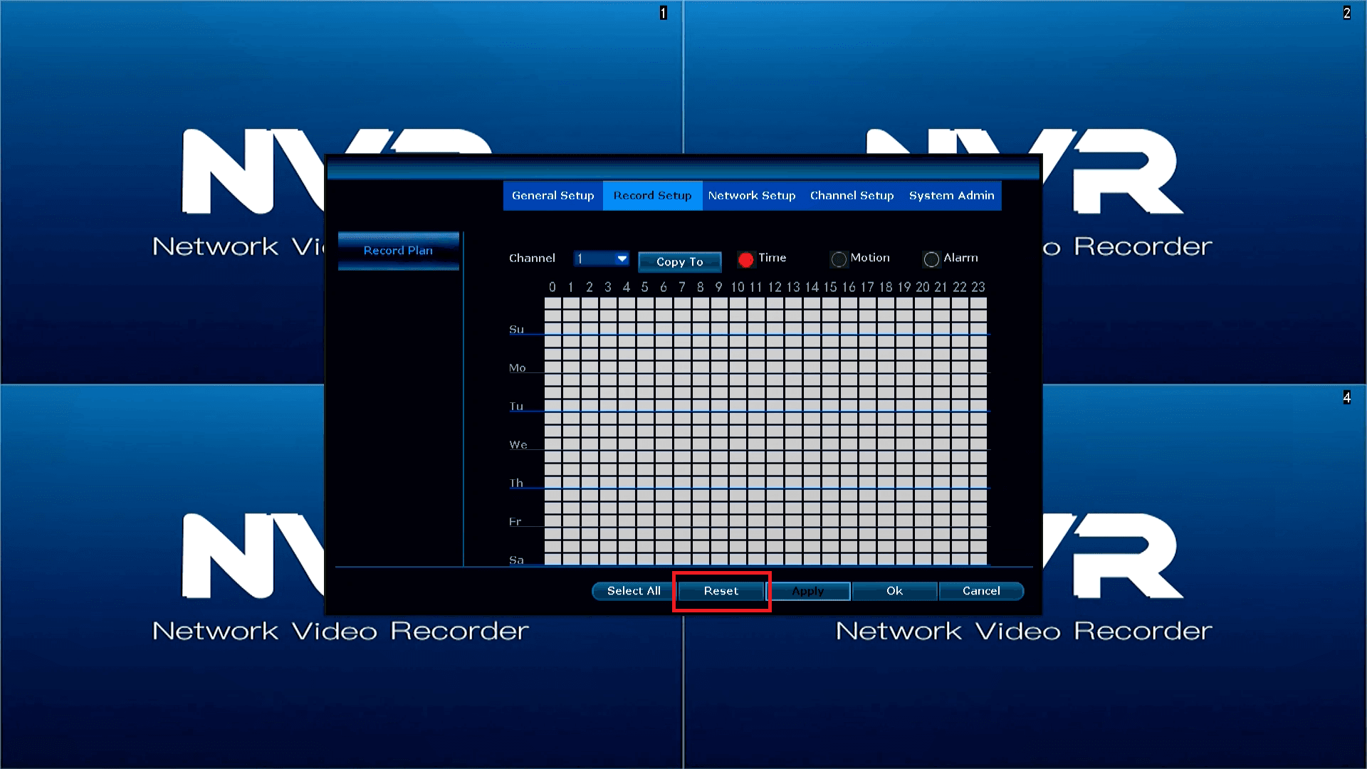 LZ NVR - Recording - Reset Button
