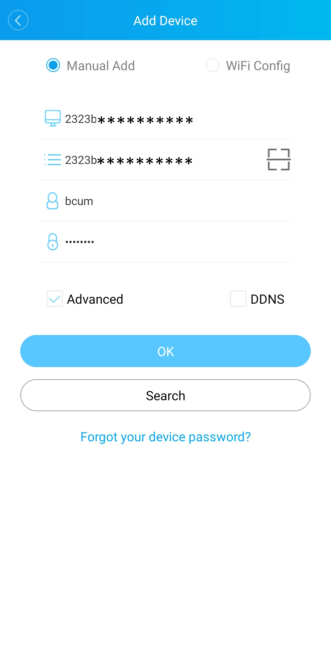 xMeye - Auotfill of DVR Device ID and Details after QR Code Scanned