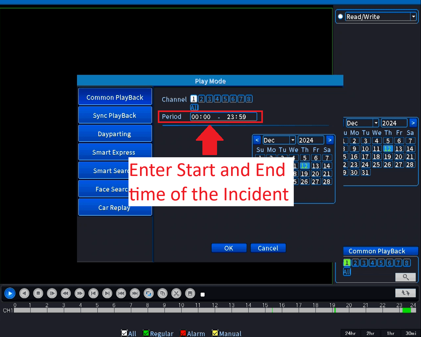 xMeye - Common Playback - Enter Time Period