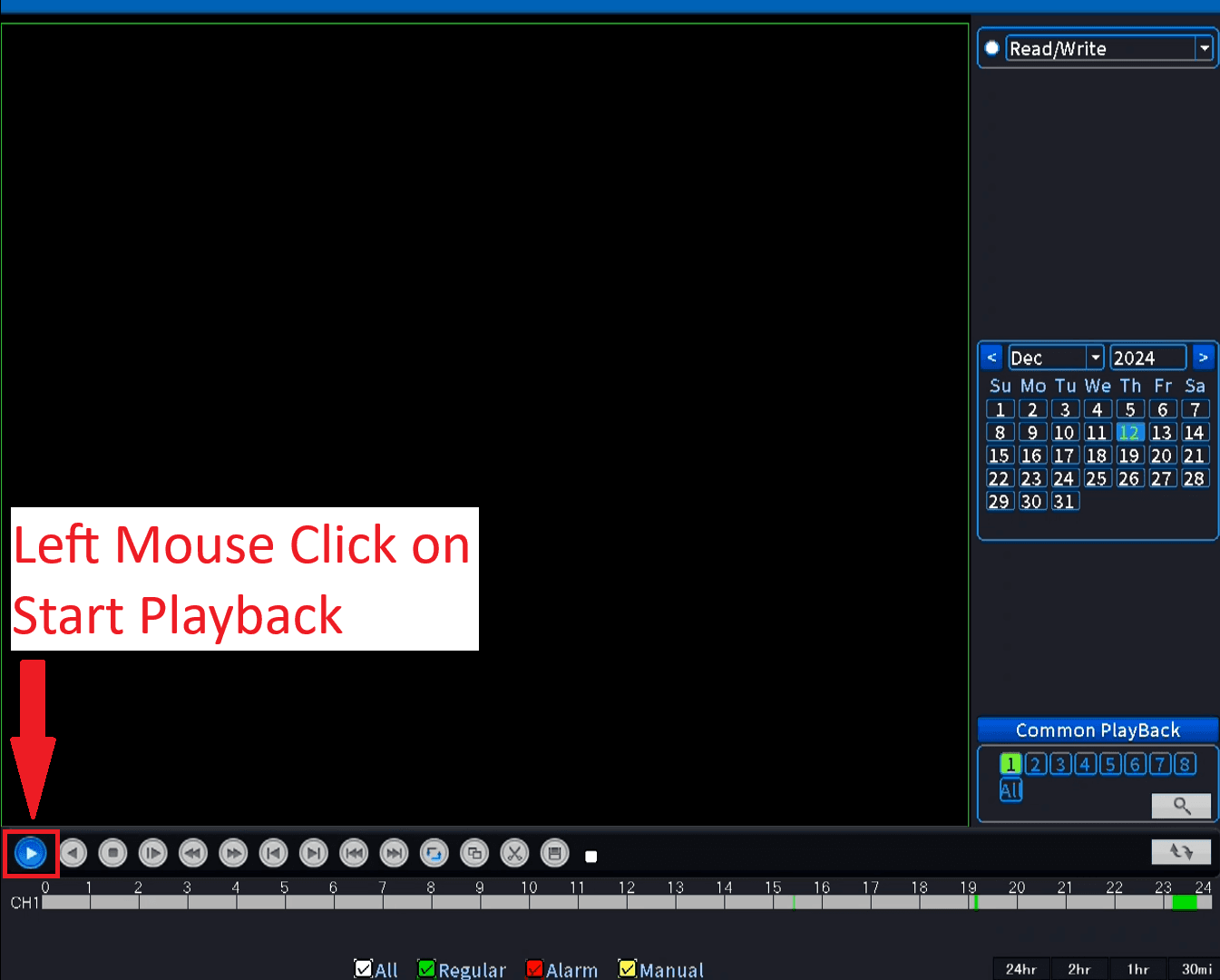 xMeye - Common Playback - Left Mouse Click Start Plaback
