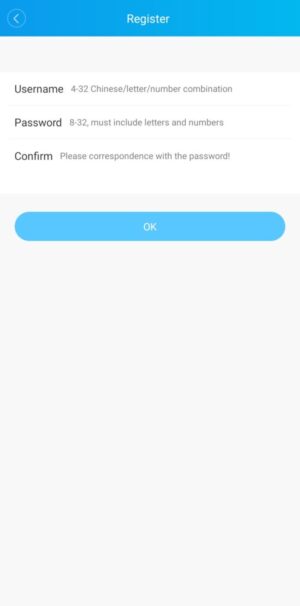 xMeye - Create Username and Password