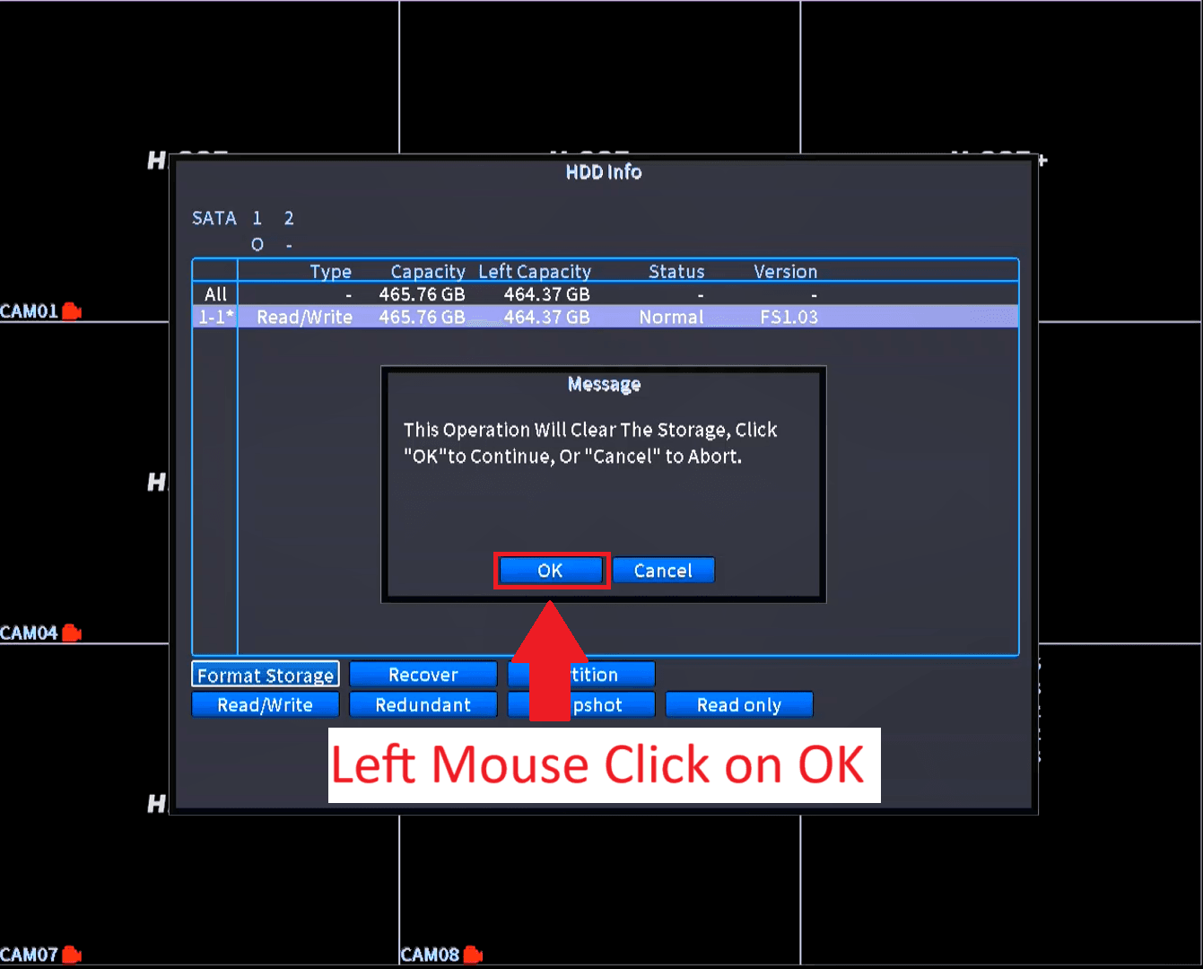 xMeye - Hard Drive Click on OK