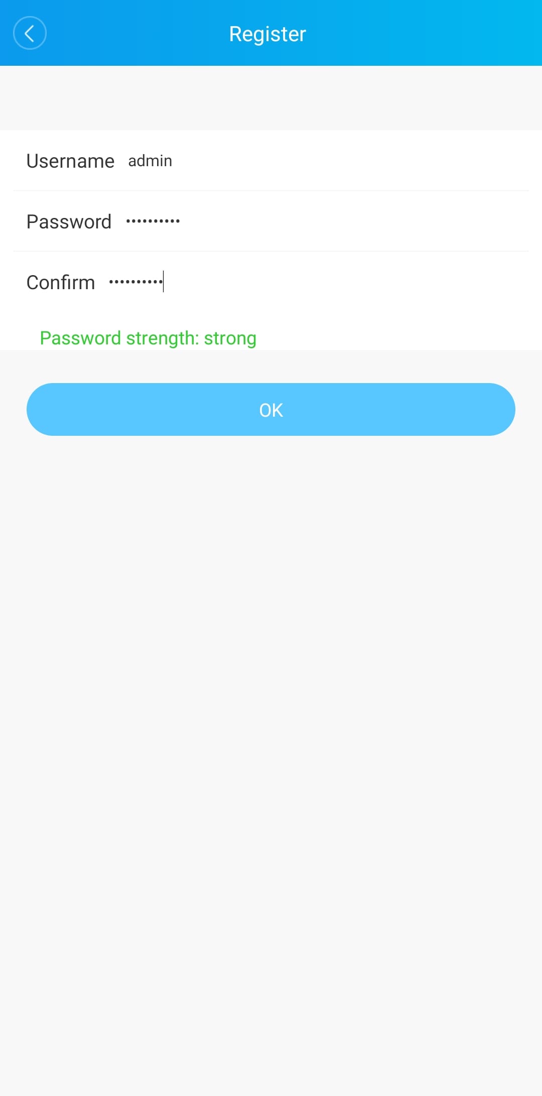 xMeye - Password and username Entered