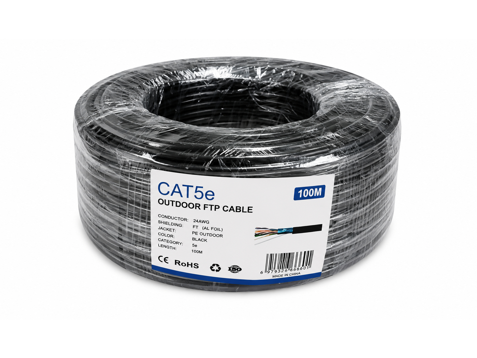 FTP CAT 5E 100 Meter Double Jacket Copper Coated Network Cable - Outdoor - No Guarantee